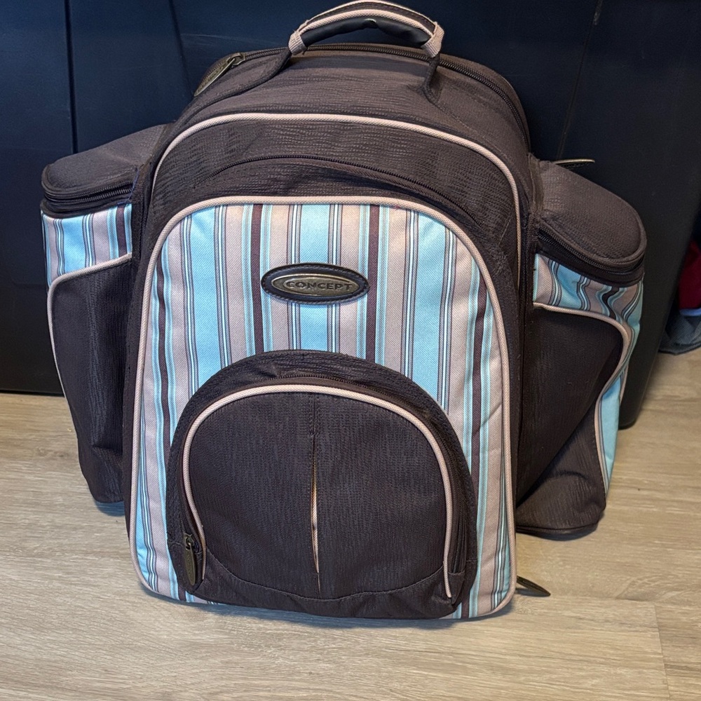 Concept Picnic Bag Brown, Blue , Beige - Comes with Cups and Extras